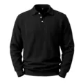 Herren schwarzer Zopfmuster Langarm Polo Pullover Freizeit Business Oberteil Herbst - S / Schwarz