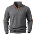 Herren Freizeit Stehkragen Langarm Pullover mit Struktur Jacquard und Kontrast Details. - S / Oberteile / Grau