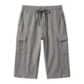 Heren casual linnen cargo shorts, zomer losse rechte capri broek met handige zakken. - S / donkergrijs