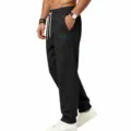 Men's casual fleece-lined sweatpants solid black loose fit joggers with drawstring and pockets. - S / Black
