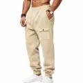 Men Fleece Lined Cargo Sweatpants Casual Loose Fit Joggers in Khaki Color Variant - S / Bottoms / Apricot
