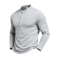Herren Langarm Henley Shirt Strick Stehkragen grau Freizeit Oberteil fuer den Alltag - S / Hellgrau