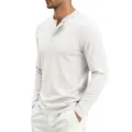 Herren lässiges langarm rippen Henley Hemd, einfarbig bequemes basic oberteil für herren. - S / Weiß