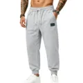 Men's fleece-lined casual sweatpants winter warm joggers with drawstring waist and detail. - Light Gray