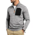 Herren schweres Fleece 1/4 Reißverschluss taktisches Sweatshirt Detail mit grauem Stoff. - Hellgrau