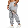Heren casual grijze joggingbroek met stijlvolle streep patch en comfortabele boorden. - S / Lichtgrijs