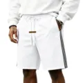 Pantaloncini sportivi bianchi con bande laterali, coulisse in vita, logo e stile casual. - Taglia S / Pantaloni e gonne / Bianco