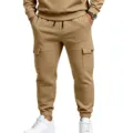 Pantalon cargo de survêtement molletonné pour homme en coloris camel avec poches. - Chameau