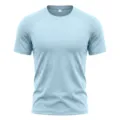 Men's light blue quick-dry short sleeve t-shirt with mesh raglan sleeves for fitness sports. - Light Blue