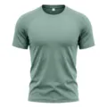 Men's green quick-dry fitness t-shirt with mesh raglan sleeves, breathable crew neck design. - Light Green