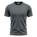 Men's short sleeve dry fit t-shirt casual crew neck athletic workout fitness top dark grey - Dark Gray