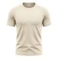 Men's casual short sleeve t-shirt, breathable mesh raglan sportswear, solid beige fitness top. - Light Khaki