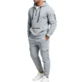 Mens grey hoodie tracksuit casual sportswear activewear comfortable outfit for men daily - M / Top And Bottom / Light Gray
