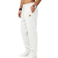 Men's white textured casual sweatpants loose fit athletic joggers with pocket detail - S / White
