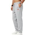 Men's loose casual grey sweatpants with textured knit, comfortable athletic joggers for daily wear. - S / Light Gray