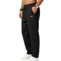 Men's black textured sweatpants loose fit casual athletic pants with drawstring and cuffed hem - S / Black