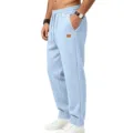 Men's light blue textured casual sweatpants loose fit drawstring track pants activewear - Light Blue