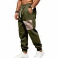 Heren casual legergroen joggingsbroek met gestreepte patch casual streetwear sweatpants - S / Legergroen