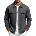 Veste surchemise casual épaisse et doublée en polaire pour homme avec poches. - S / Hauts / Gris foncé