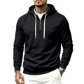 Herren Freizeit schwarzer Viertel-Reißverschluss Hoodie Herbst Basic Kapuzensweatshirt - S / Oberteile / Schwarz