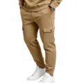 Men's Fleece Lined Cargo Sweatpants Casual Joggers Khaki Variant, Comfortable Fit - Khaki