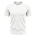 Close-up detail of mens breathable dry-fit t-shirt with mesh raglan shoulder splicing. - M / Tops / White