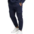 Men's fleece-lined cargo sweatpants in dark blue, comfortable casual activewear trousers. - Navy Blue