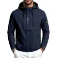 Men's outdoor sports hooded windbreaker jacket with full zipper and casual loose fit design - S / Tops / Navy Blue