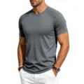 Graues Herren Kurzarm Fitness T-Shirt mit Raglan Mesh Einsatz, schnelltrocknend und atmungsaktiv. - M / Dunkelgrau