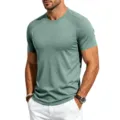 Herren Kurzarm T-Shirt Mesh Einsatz sportlich Fitness Gym Freizeit Rundhals gruen - M / Hellgrün