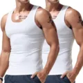 Men white tank top casual fitness athletic gym sports sleeveless undershirt basic top - S / Set / White