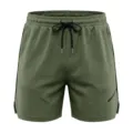 Herren grüne Mesh Sportshorts Detail, atmungsaktives Schnelltrocknend Material, Kordelzug. - S / Unterteile / Armeegrün