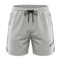 Herren Graue Mesh Sportshorts Freizeithose Kurze Hose mit Kordelzug und Seitenstreifen - S / Unterteile / Hellgrau