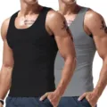 Men's casual slim fit tank top solid color sleeveless sports gym fitness athletic undershirt - S / Set / Black+Light Gray