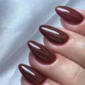 Press on nails short burgundy glossy almond fake acrylic nail art set for women daily wear - JP3100 (Dark Burgundy)