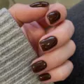 Short square press-on nails in glossy dark brown chocolate color, stylish fake nail art. - JP3107 (Chocolate)