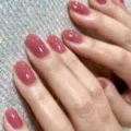Short oval press-on false nails in dusty pink with glossy dewdrop finish, 24 pcs set. - JP3108 (Pink Bean Paste)