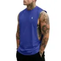 Mens summer loose gym tank top, casual sleeveless fitness bodybuilding vest for men. - S / Tops / Sapphire Blue