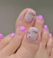 Uñas postizas de los pies press on diamantes flores pintadas a mano esmalte morado - Púrpura