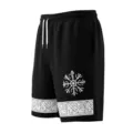 Herren Sommer Freizeithose in Schwarz mit Kordelzug und nordischem Runen-Druck Detail. - S / Schwarz