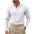 Chemise homme blanche manches longues business casual col classique avec poche. - S / Hauts / Blanc