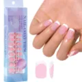 Franse neppe nagels DIY herbruikbare acryl nageltips complete set met opbergdoos - Franse Press-On Nagels (YMS022)