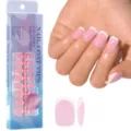 Franse neppe nagels korte vierkante nepnagels zachte gel nageltips doos set voor dames - Franse Press-On Nagels (YMS023)