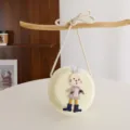 Kids straw crossbody bag cute bunny detail summer beach purse fashion accessories for little girls - Cream