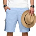 Pantaloncini casual da uomo azzurri con tasca con zip moda streetwear estiva abbigliamento sportivo - Taglia S / Azzurro