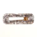 Elegante Acryl Haarspange mit Marmormuster und goldenem Metallclip, schicker und simpler Stil. - Rechteckig Grauweiß