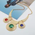 Exquisite vintage gold statement necklace with multi-color crystal gemstones for women fashion. - Gold + Mixed Colors