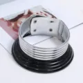 Detailaufnahme des afrikanischen mehrschichtigen starren Halsrings, Silber und Schwarz. - Silber Schwarz