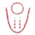 Rosa Farbverlauf Kunstperle Schmuckset mit funkelnden Strasssteinen Halskette Armband. - Rotes Mischmasch