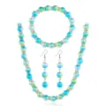 Modischer Perlen Schmuck Set Halskette Armband Ohrringe Damen elegant Geschenk Party Neu - Blau Verlauf
